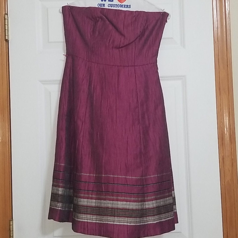 Ann Taylor Loft Linen Dark Magenta Purple Dress